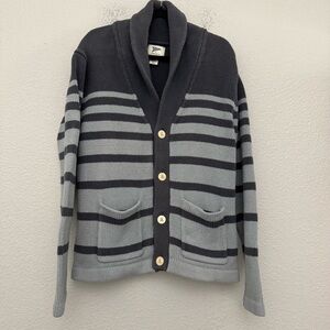 Gant by Michael Bastian Blue Nautical Stripe Shawl Collar Cardigan Sweater Large